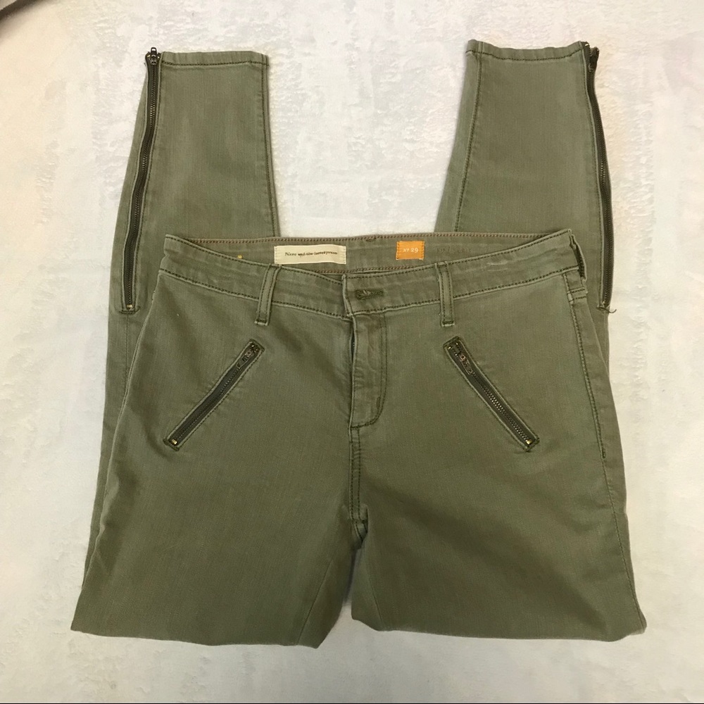 Pilcro and the letterpress green/tan jeans serif